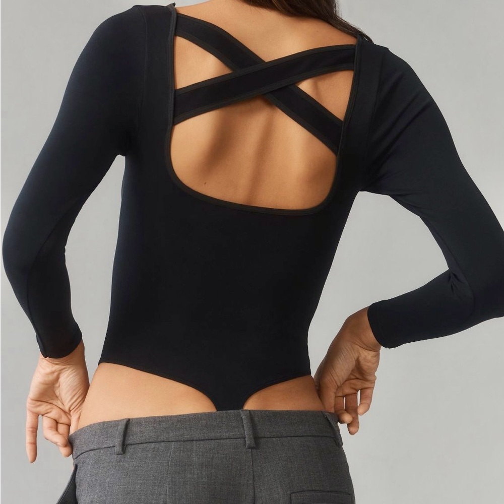 NWOT Anthropologie Size Small Viviette Long-Sleeved Bodysuit in Black